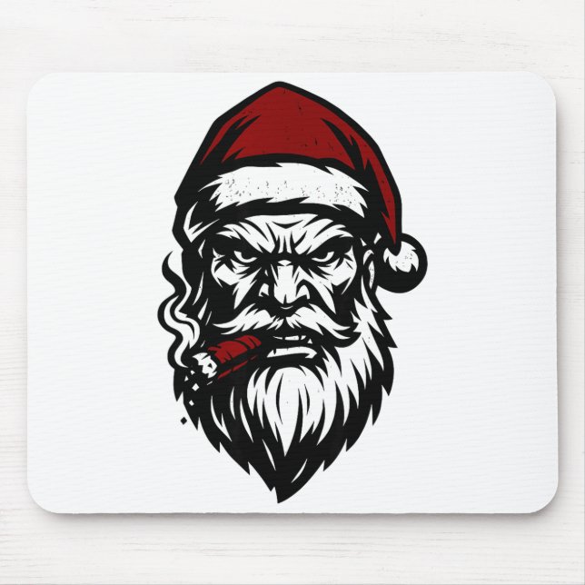 Savage Santa Claus Smoking Cigar Christmas  Mouse Pad (Front)