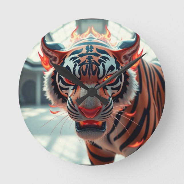 Savage Tiger Round Clock (Front)