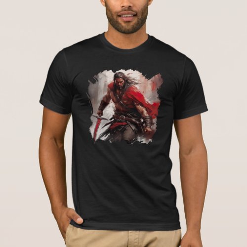 Savage Valor Fierce Concept Art of a Barbarian wi T_Shirt