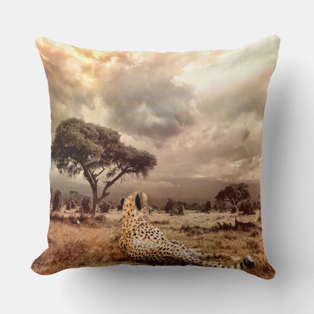 Savanna Cheetah Throw Pillow (Front)