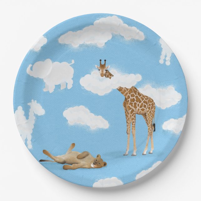 Savanna cloud animals paper plates (Front)