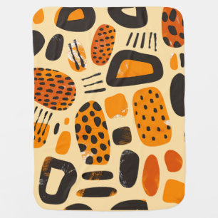 "Savanna Pop: Tribal Vibes in Orange & Black" Baby Blanket
