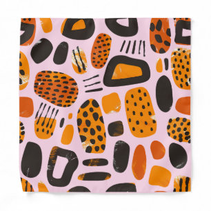 "Savanna Pop: Tribal Vibes in Orange & Black" Bandana