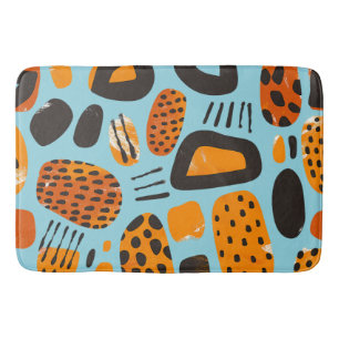 "Savanna Pop: Tribal Vibes in Orange & Black" Bath Mat
