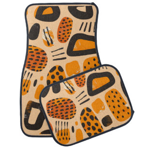 "Savanna Pop: Tribal Vibes in Orange & Black" Car Floor Mat