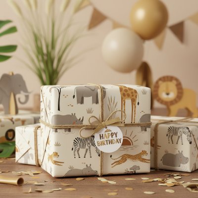 Savanna Sunrise Safari Pattern ID1259 Wrapping Paper