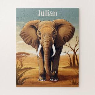 Savanna sunset elephant jigsaw puzzle