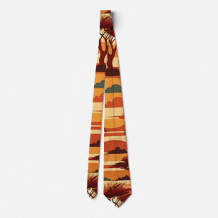 Savanna Sunset Retro Custom Pattern Neck Tie