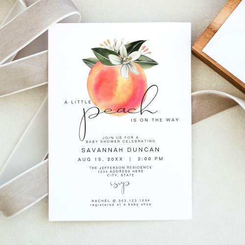 SAVANNAH A little Peach Baby Shower Peaches Invitation