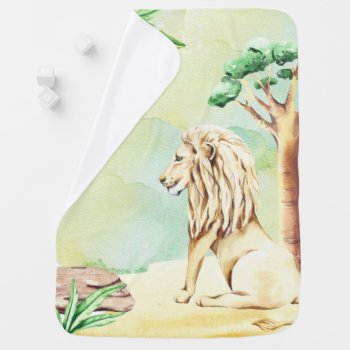 Savannah Animals - Lion Baby Blanket by K_Morrison_Designs at Zazzle