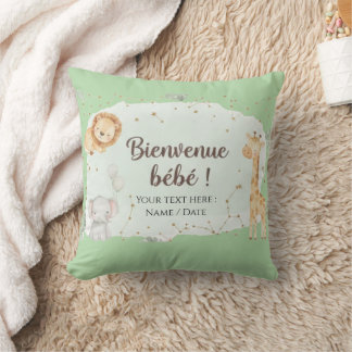 Savannah Animals Watercolor - Welcome Baby Throw Pillow