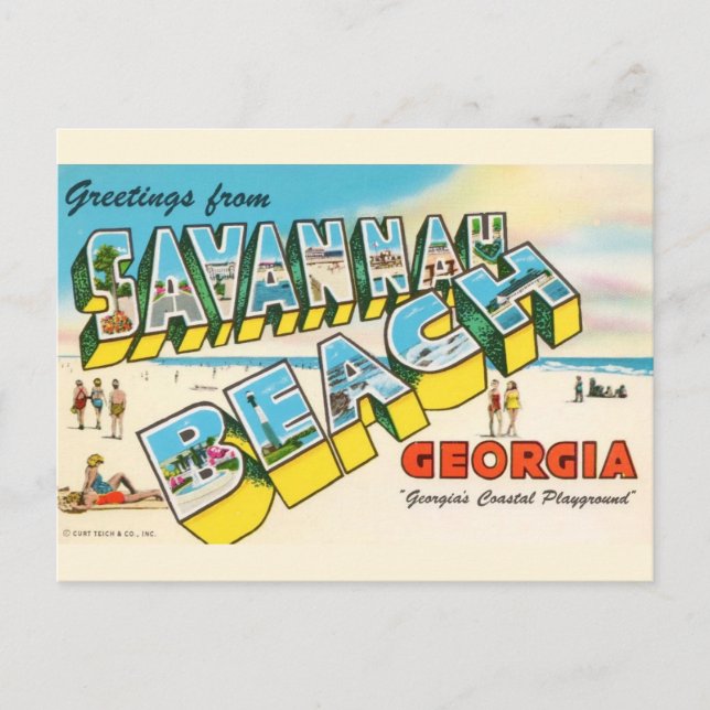 Savannah Beach Georgia Greeting  Postcard (Front)
