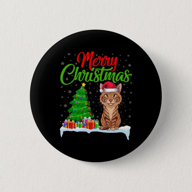 Savannah Cat Christmas Tree Lights Xmas Savannah C Button (Front)