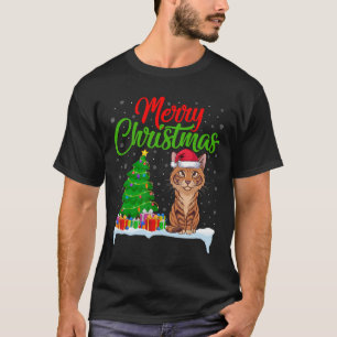 Savannah Cat Christmas Tree Lights Xmas Savannah C T-Shirt