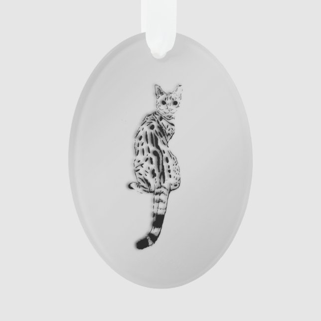 Savannah Cat Silver Ornament (Front)