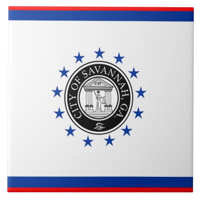 Savannah city flag ceramic tile (Front)
