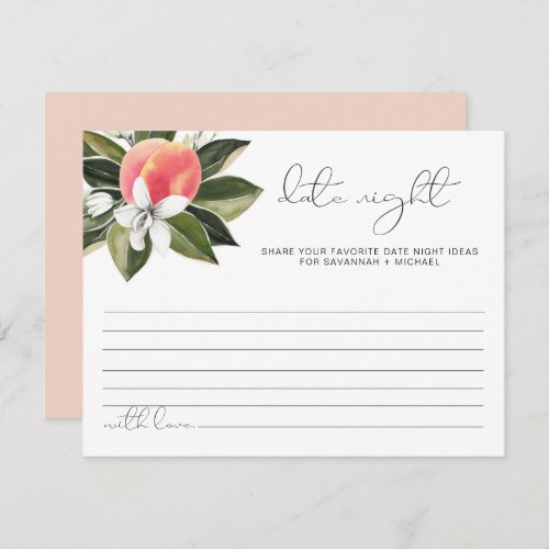 SAVANNAH Cute Peach Date Night Ideas Advice Card