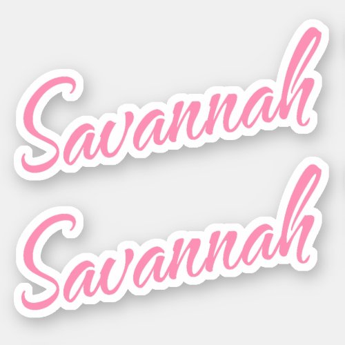 Savannah Decorative Name in Pink x2 Sticker