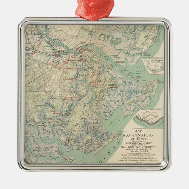 Savannah, Ga and vicinity Metal Ornament (Front)