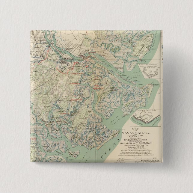 Savannah, Ga and vicinity Pinback Button (Front)