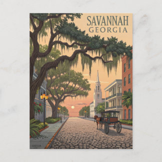 Savannah GA Cobblestone Street Postcard