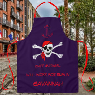 Savannah GA Pirate Skull Crossbones Ships Anchor Apron