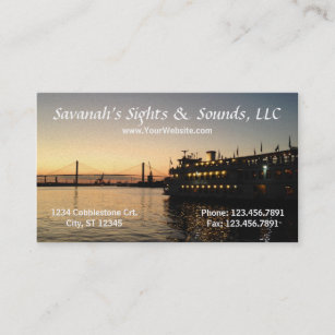 Savannah GA River Night Scene Business Card