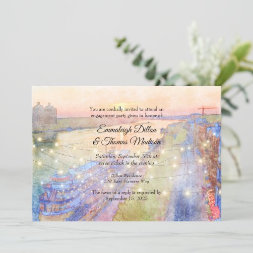 Savannah GA River Street Sunset Engagement Party Invitation Zazzle