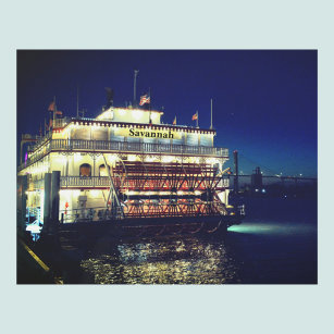 Savannah GA Riverboat at Night Photographic Art