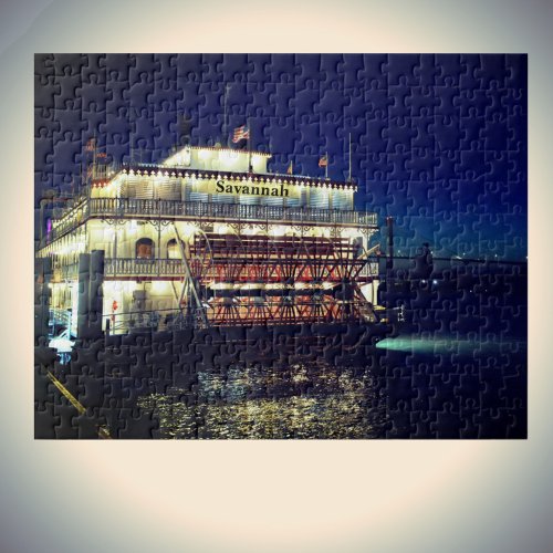 Savannah GA Riverboat at Night Photographic Jigsaw Puzzle