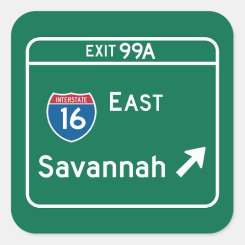 Savannah GA Road Sign Square Sticker