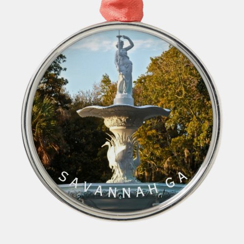 Savannah GA Souvenir  Forsyth Park Fountain Photo Metal Ornament