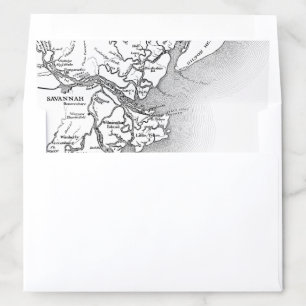 Savannah Georgia Black and White Map Wedding Envelope Liner