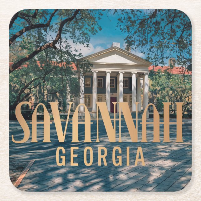 Savannah Georgia Building Coaster Set (Front)