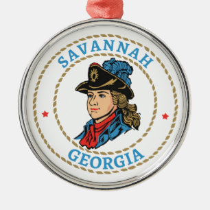Savannah Georgia Colonial Metal Ornament