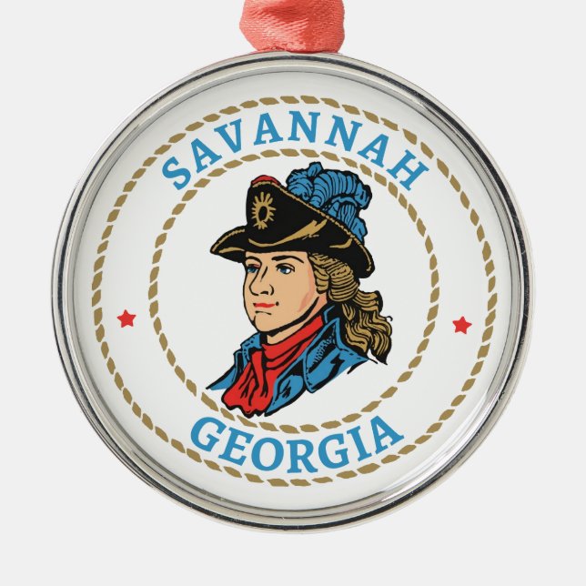 Savannah Georgia Colonial Metal Ornament (Front)