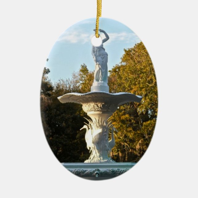 Savannah Georgia Forsyth Park Fountain Ceramic Ornament (Front)
