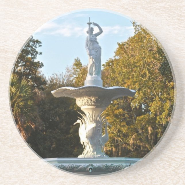 Savannah Georgia Forsyth Park Fountain Drink Coaster (Front)