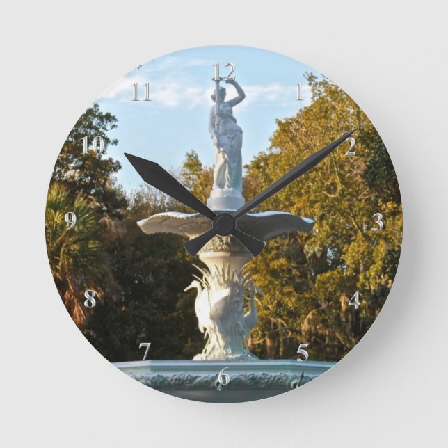 Savannah Georgia | Forsyth Park Fountain Spring Round Clock (Front)