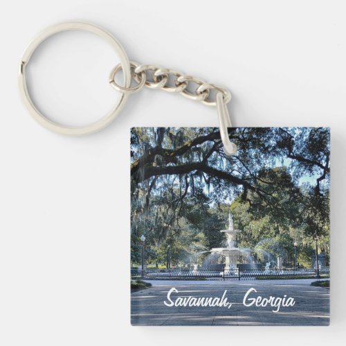 Savannah Georgia Fountain Double Sided Keychain