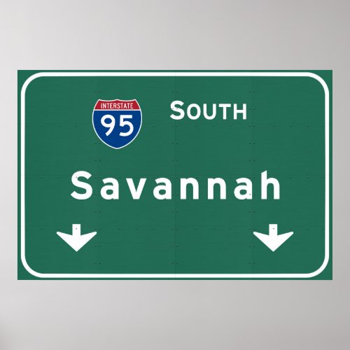 Savannah Georgia ga Interstate Highway Freeway  Poster