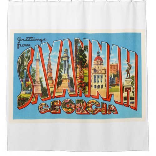 Savannah Georgia GA Old Vintage Travel Souvenir Shower Curtain
