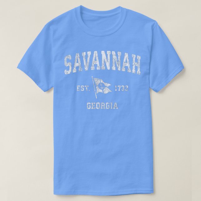 Savannah Georgia GA Vintage Boat Anchor Flag Desig T-Shirt (Design Front)