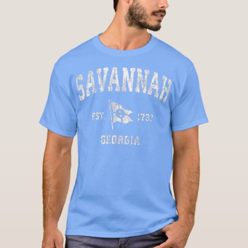 Savannah Georgia GA Vintage Boat Anchor Flag Desig T_Shirt