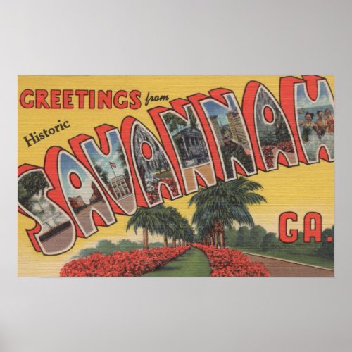 Savannah Georgia Historic _ Large Letter Poster