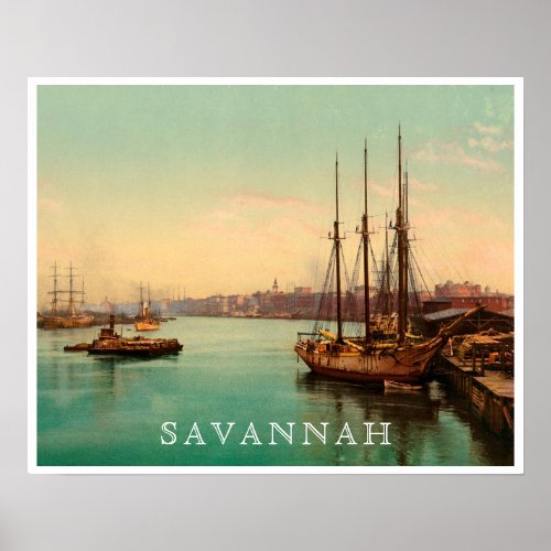 Savannah Georgia Historic River Scene Poster