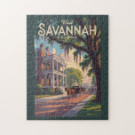 Savannah Georgia Horse Carriage Illustration Retro Jigsaw Puzzle<br><div class="desc">Savannah retro vector travel design. Savannah,  Georgia,  is a historic Southern city known for its oak-lined streets,  antebellum architecture,  and coastal charm.</div>