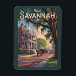 Savannah Georgia Horse Carriage Illustration Retro Magnet<br><div class="desc">Savannah retro vector travel design. Savannah,  Georgia,  is a historic Southern city known for its oak-lined streets,  antebellum architecture,  and coastal charm.</div>