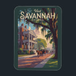 Savannah Georgia Horse Carriage Illustration Retro Magnet<br><div class="desc">Savannah retro vector travel design. Savannah,  Georgia,  is a historic Southern city known for its oak-lined streets,  antebellum architecture,  and coastal charm.</div>