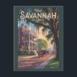 Savannah Georgia Horse Carriage Illustration Retro Postcard<br><div class="desc">Savannah retro vector travel design. Savannah,  Georgia,  is a historic Southern city known for its oak-lined streets,  antebellum architecture,  and coastal charm.</div>